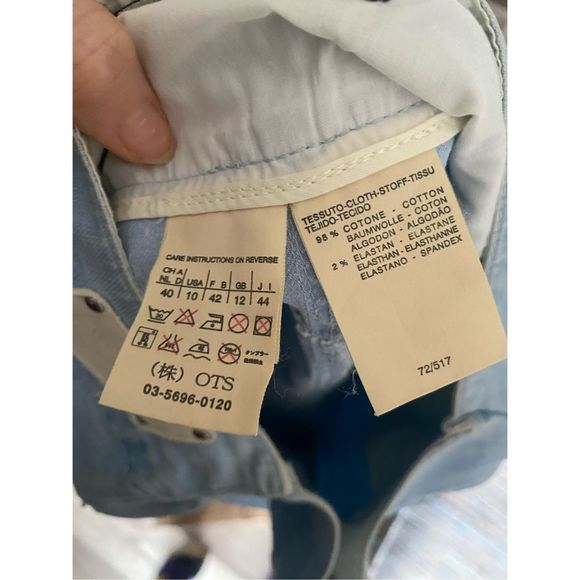 Max Mara Weekend Light Blue Denim Cotton Blend Washed Denim Midi Skirt Size 10 - Picture 10 of 16